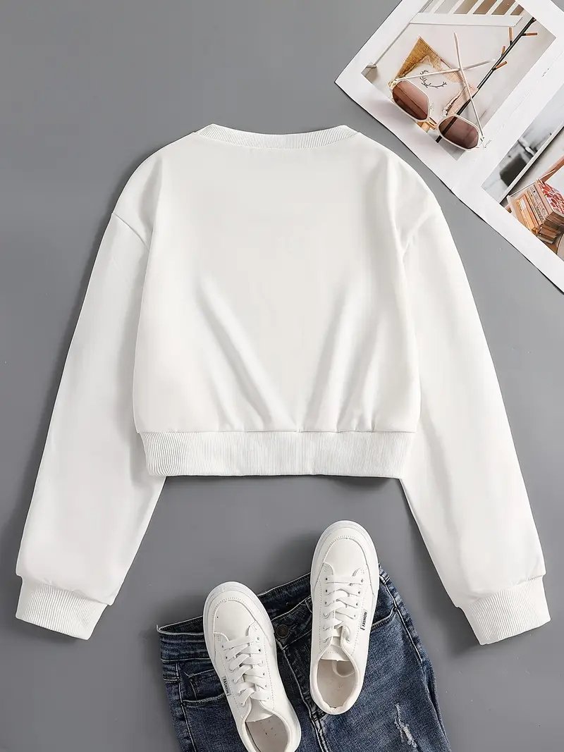 Crop Top Blanco para Mujer – Cuello Redondo | Bonito Diseño | Talla M