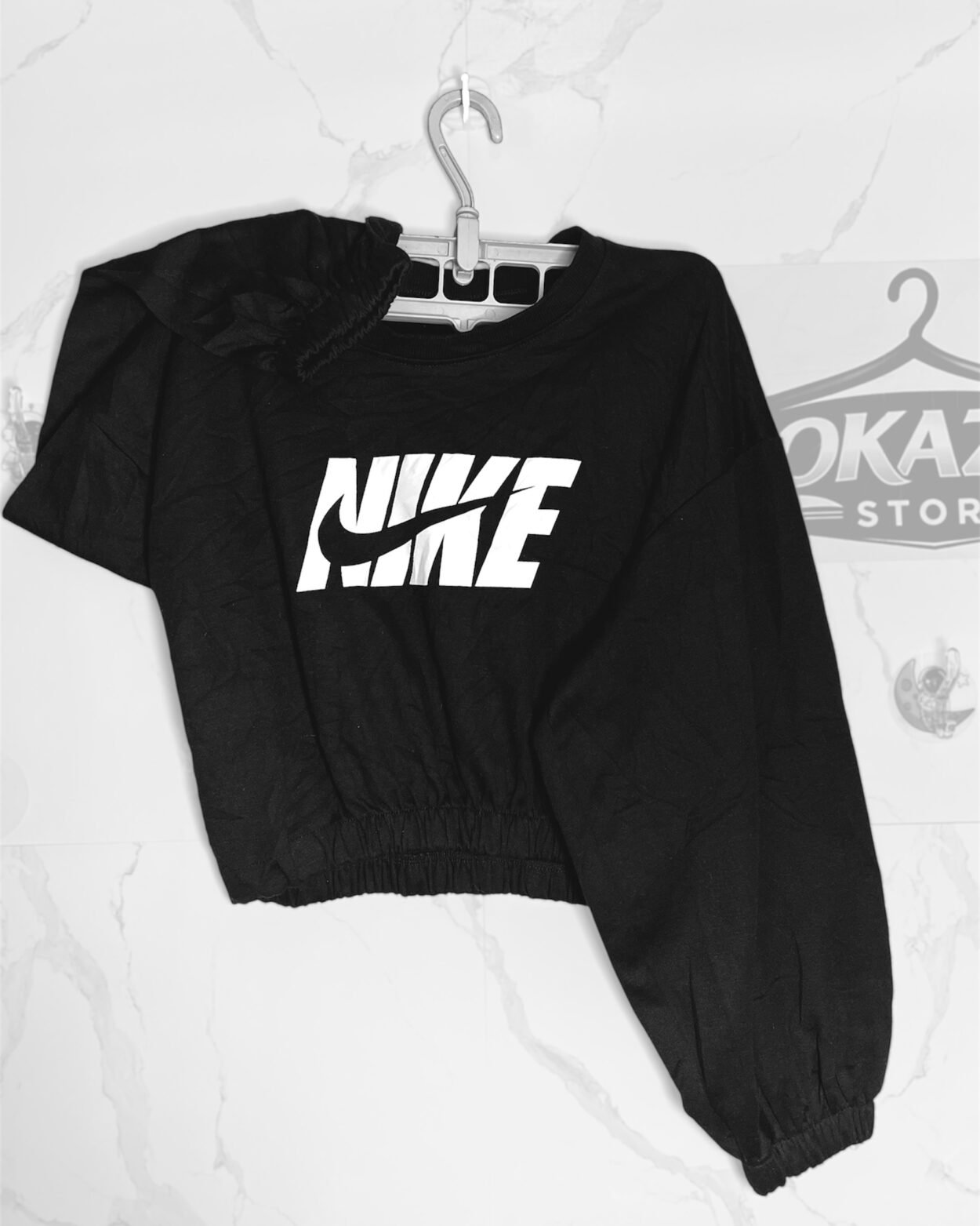 Sudadera Crop Top Nike Dama – Negra | Talla S