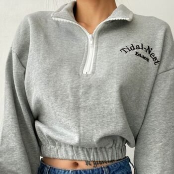 Crop Top Deportivo con Cierre – Cintura Elástica | Talla S